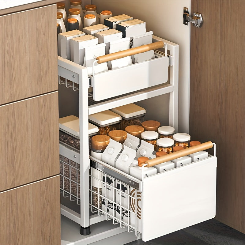 1 x Sliding Pull Out Drawer for Kitchen Cabinets - Sliding Cookware Organizer