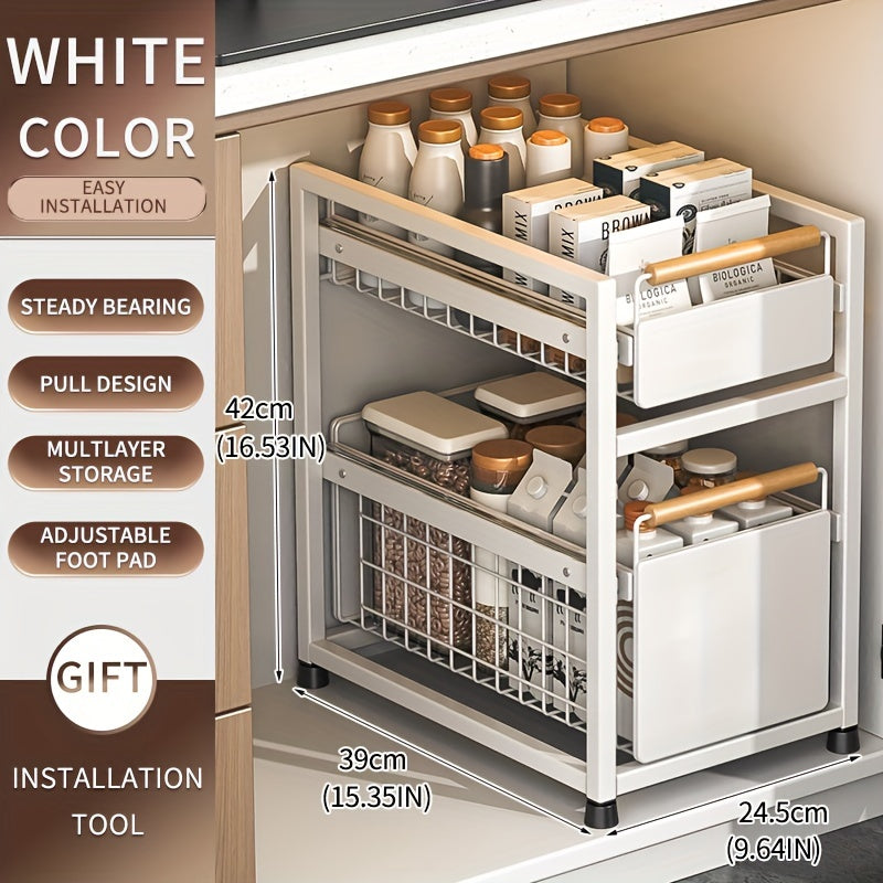 1 x Sliding Pull Out Drawer for Kitchen Cabinets - Sliding Cookware Organizer