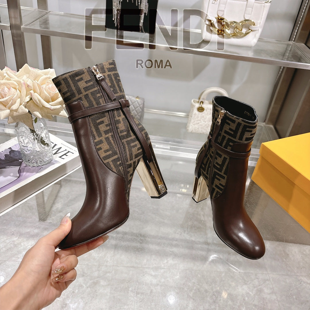 FD Round toe leather Delfina boots 1824111503