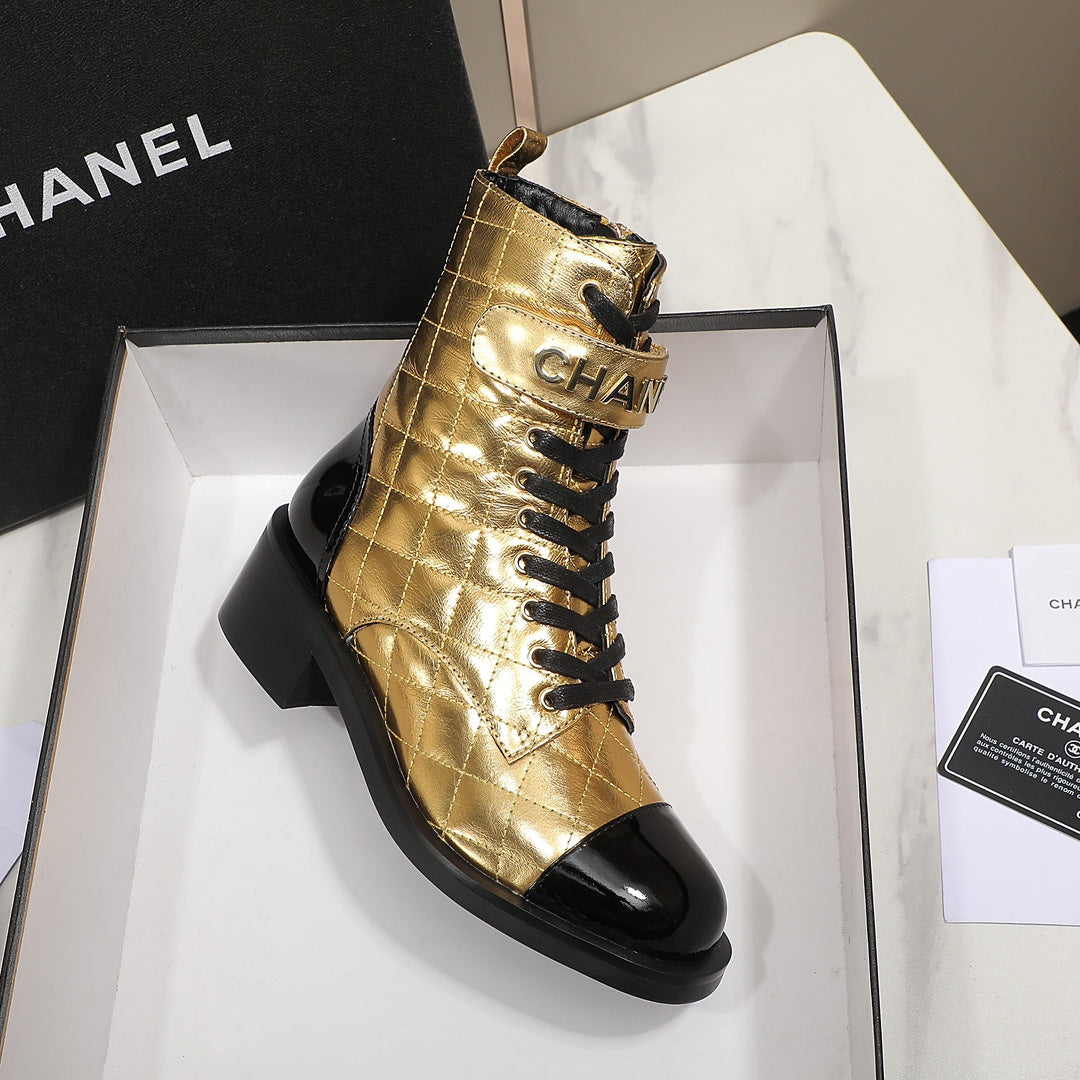 CNL fashion rhombus gold and silver cowhide boots 0724101707