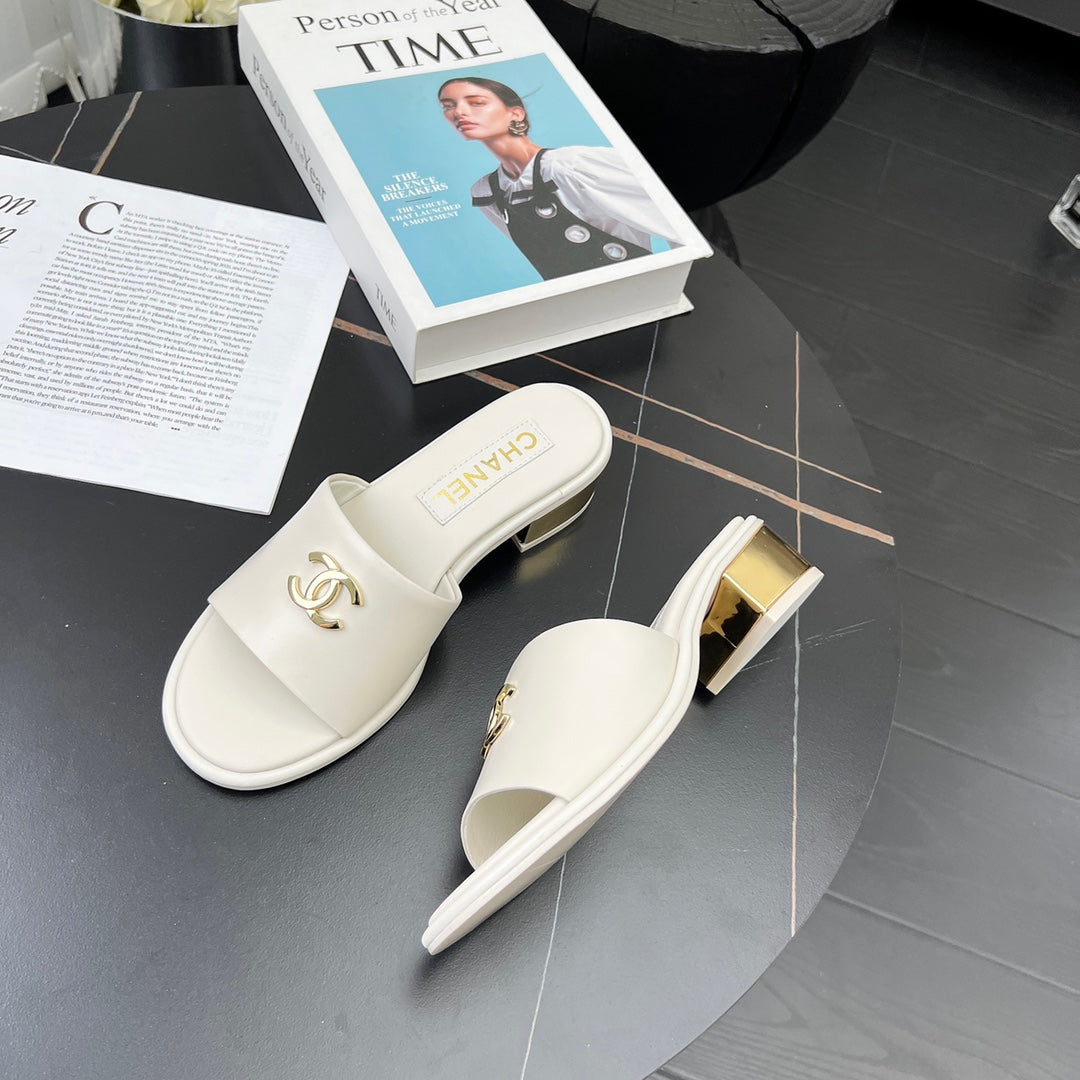 Chane1 top fashion low heel leather slippers 0724030810