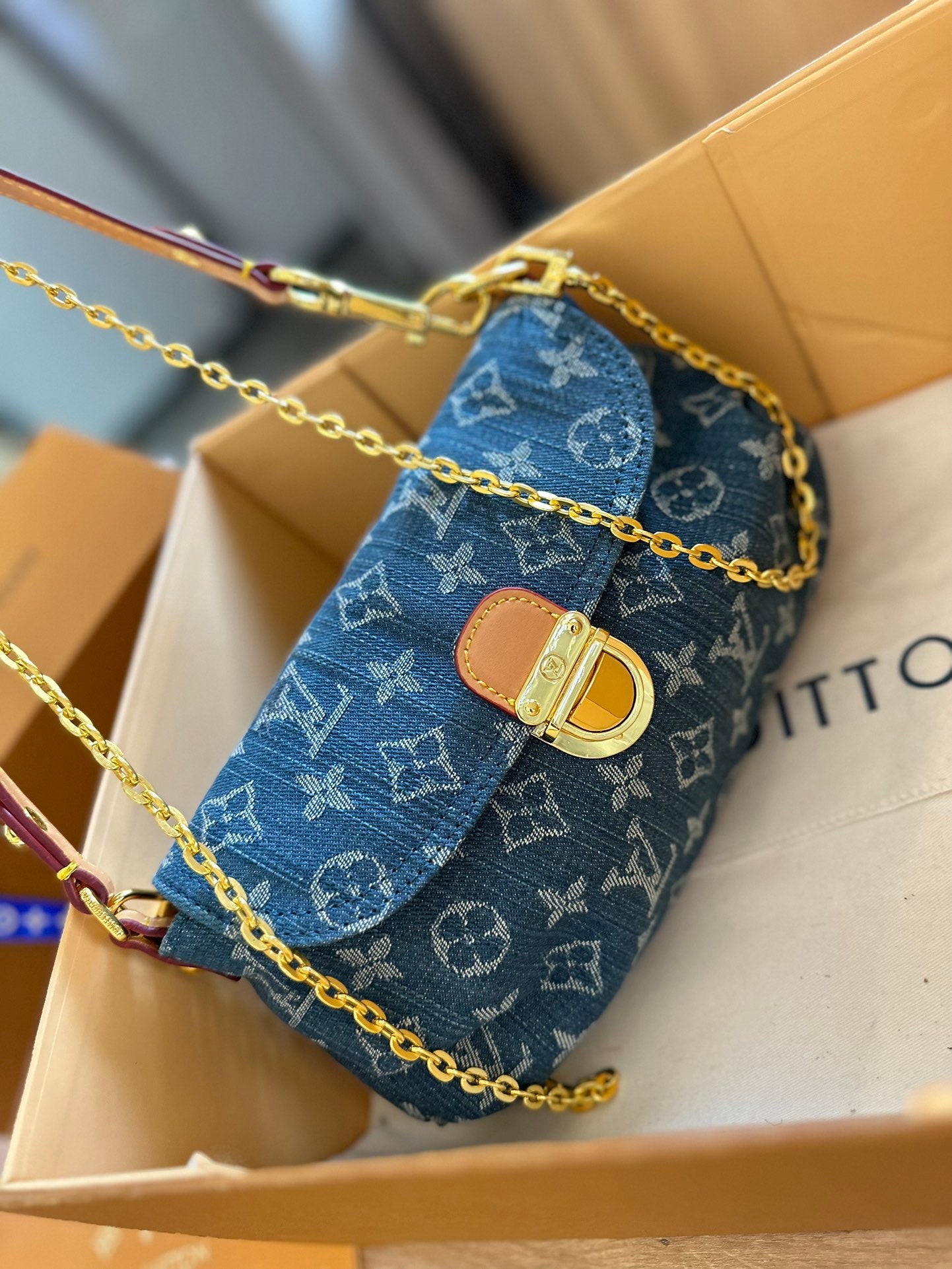 Denim chain armpit bag 1824042102