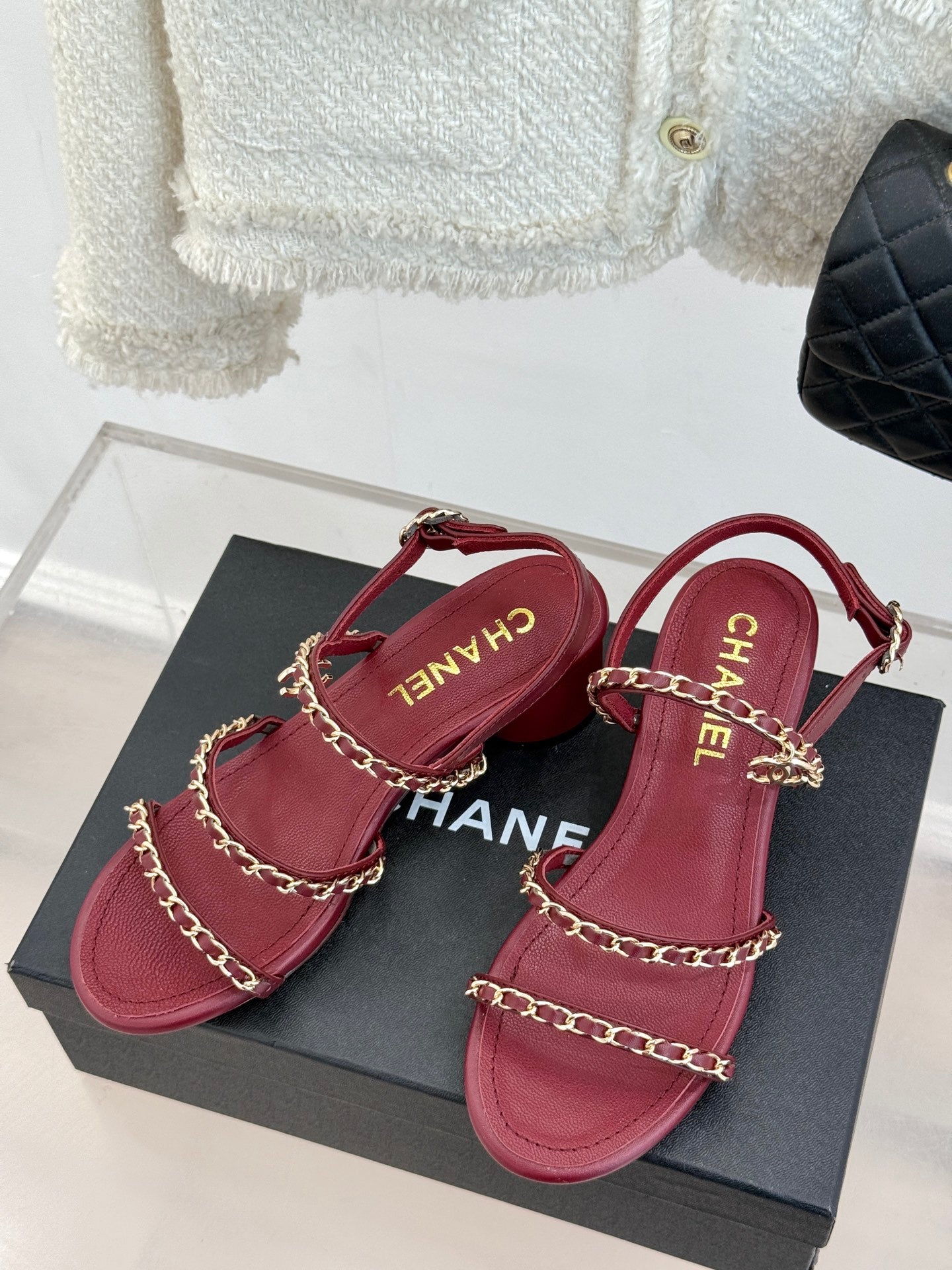 CNL Double C chain thick heel sandals 0725042807