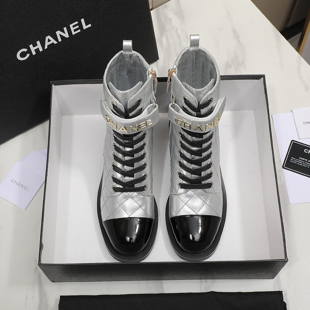 CNL fashion rhombus gold and silver cowhide boots 0724101707
