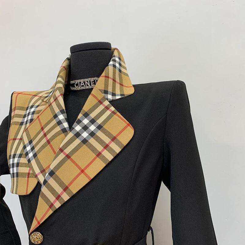 New Fashion Long Patchwork Coat Windbreaker 1024031213