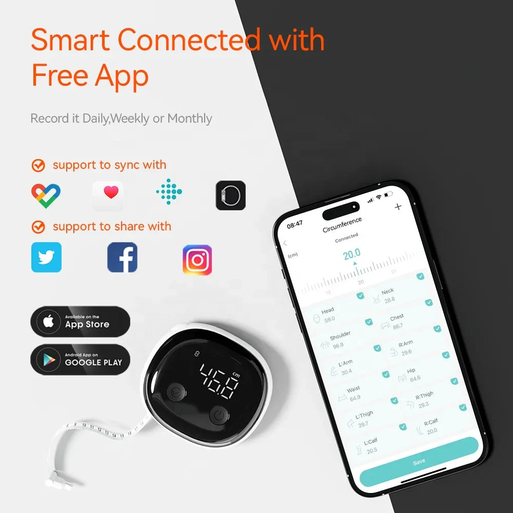 Smart Digital Body Measuring Tape Innovative Tape Measure with Fitdays