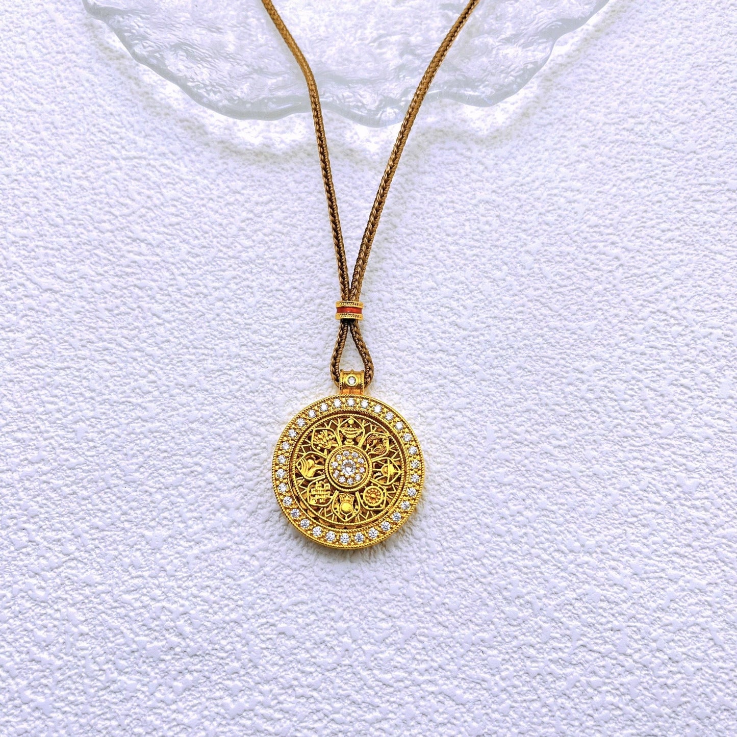 Eight Treasures Compass Rotatable Pendant necklace 2025081305