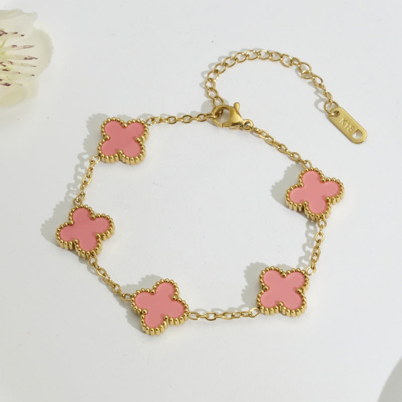 Five-leaf flower lucky chain bracelet 2025081114