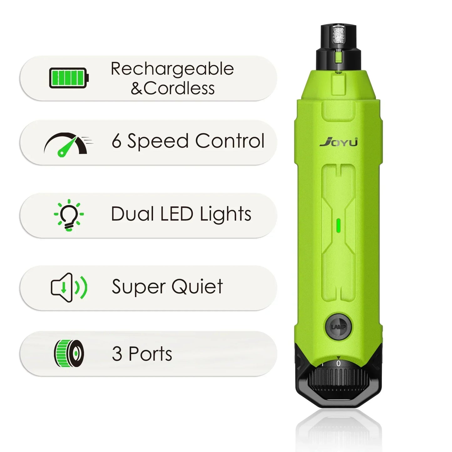 Electric Dog Nail Grinder | 6 Speeds | Ultra Quiet & Rechargeable | Painless Grooming