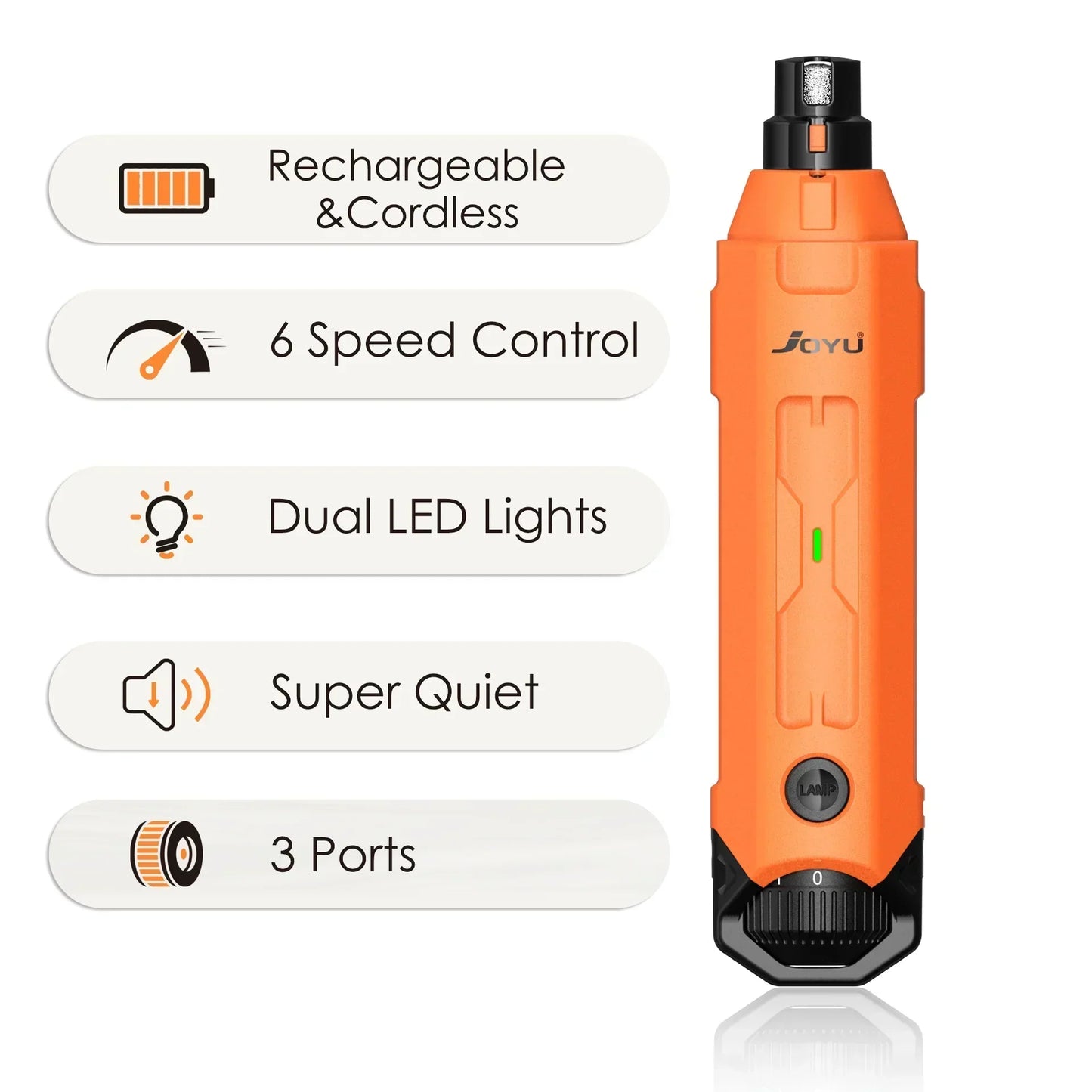 Electric Dog Nail Grinder | 6 Speeds | Ultra Quiet & Rechargeable | Painless Grooming