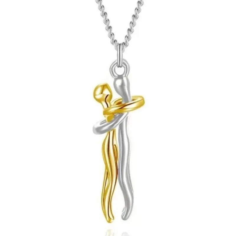 Creative Design Couple Hug Slippable Pendant Necklace Hugging Necklaces Jewelry for Lover Women Couple Men Valentine's Day Gifts