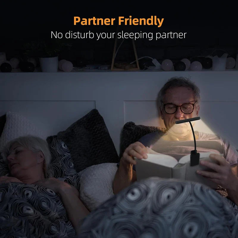 USB Charging Reading Light Warm Cold White Sunlight Portable Easy to Clip Night Reading Light