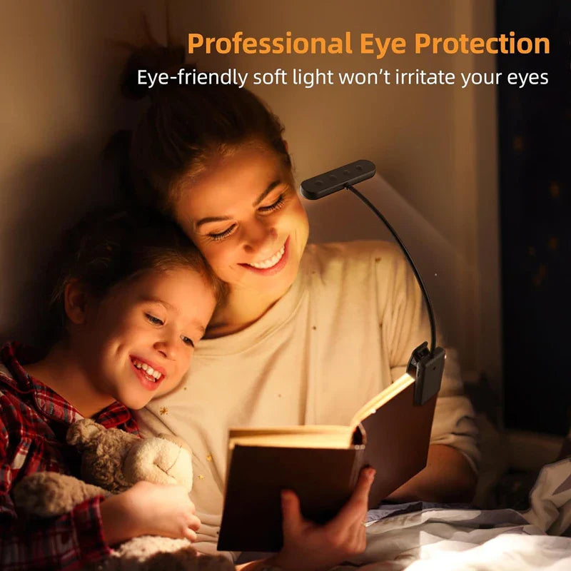 USB Charging Reading Light Warm Cold White Sunlight Portable Easy to Clip Night Reading Light