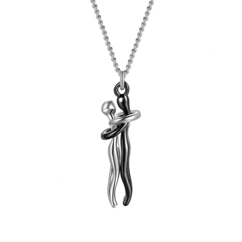 Creative Design Couple Hug Slippable Pendant Necklace Hugging Necklaces Jewelry for Lover Women Couple Men Valentine's Day Gifts