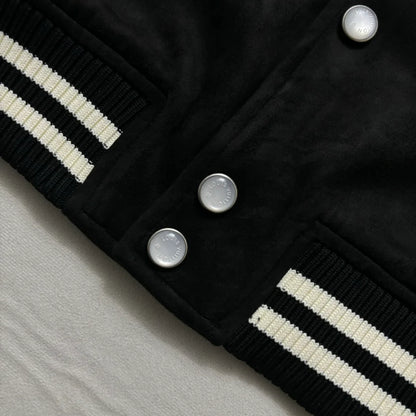 New Unisex Aviator Suede Floral Baseball Jacket 1024101007