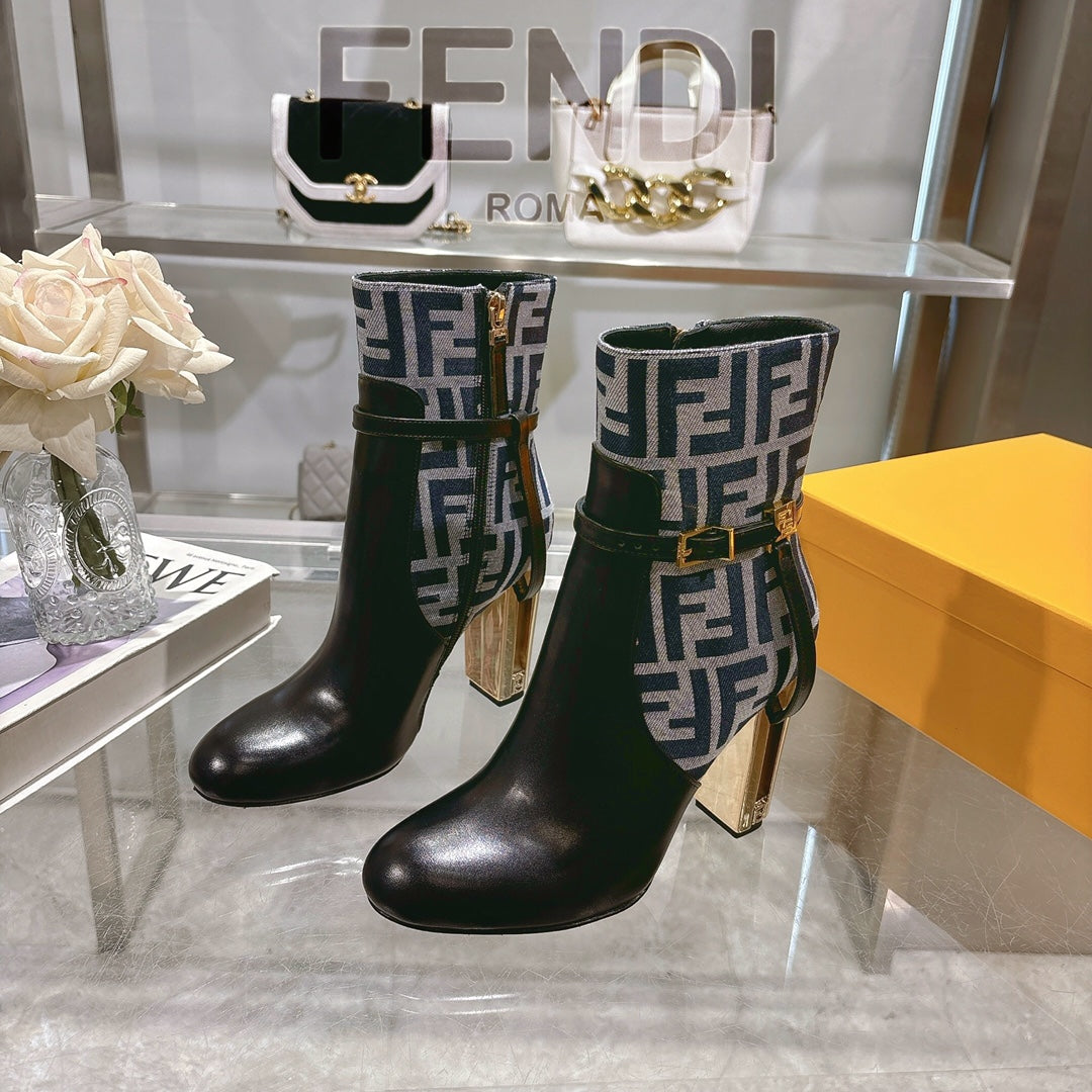 FD Round toe leather Delfina boots 1824111503