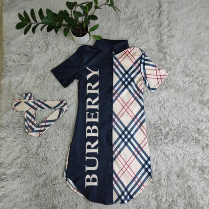 Fashion Short Sleeve Printed Shirt Dress 1024060613