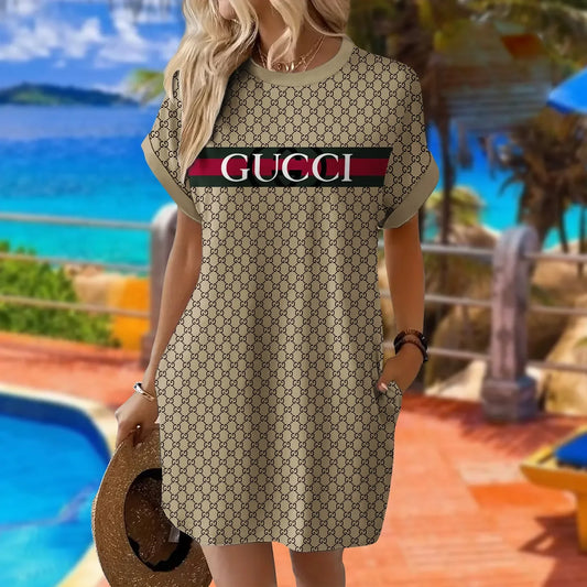 Premium Short Sleeve Pocket Dress 3D1025030424