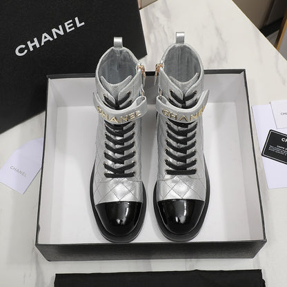 CNL fashion rhombus gold and silver cowhide boots 0724101707