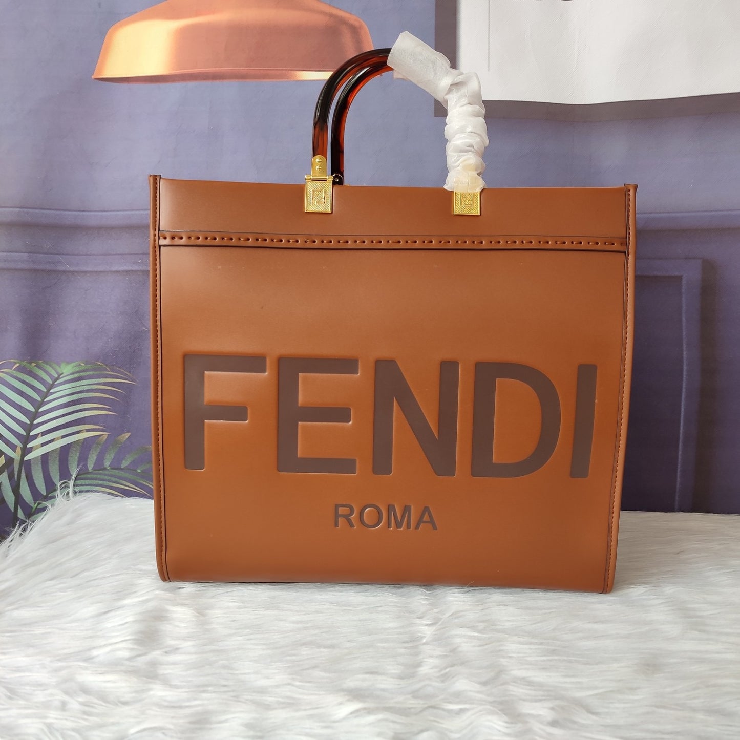 FF Fashion Brown Leather Tote Bag XC0723102602
