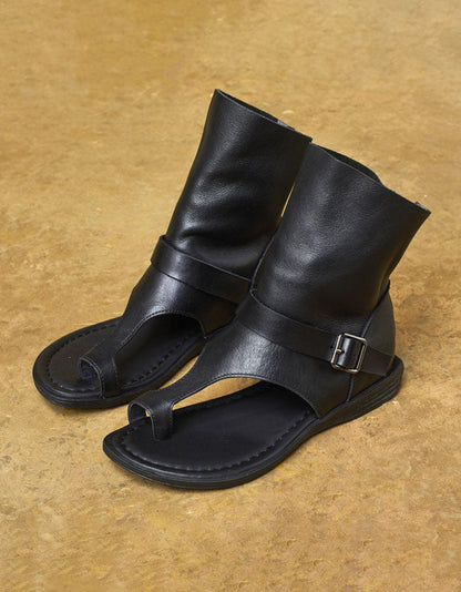 Handmade Genuine Leather Retro Flat Roman Sandals