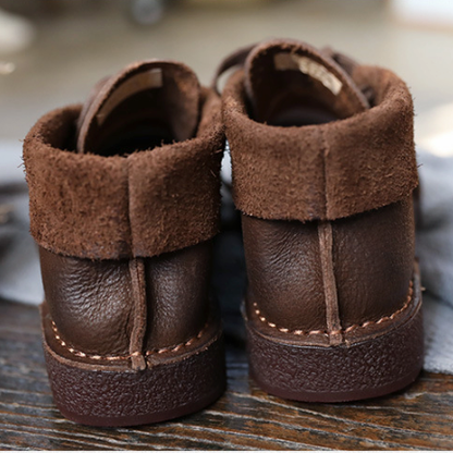 Soft Leather Comfortable Handmade Retro Flat Walking Shoes