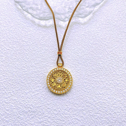 Eight Treasures Compass Rotatable Pendant necklace 2025081305