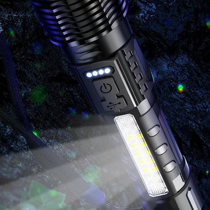 Telescopic zoom strong light aluminum alloy waterproof flashlight