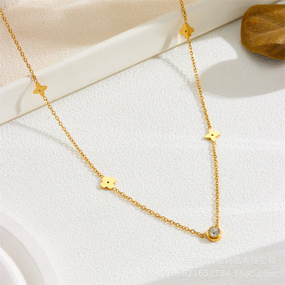 Titanium steel colorless necklace 2025081301