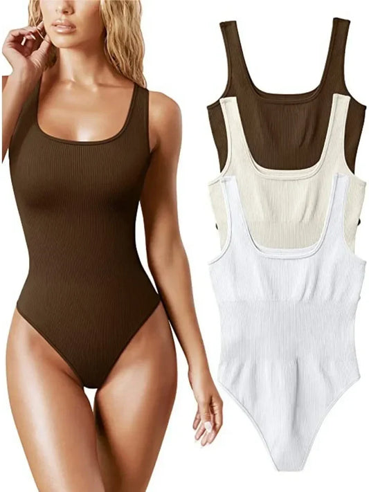 Strap solid color tight fitting women's top sleeveless jumpsuit