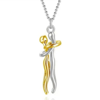 Creative Design Couple Hug Slippable Pendant Necklace Hugging Necklaces Jewelry for Lover Women Couple Men Valentine's Day Gifts